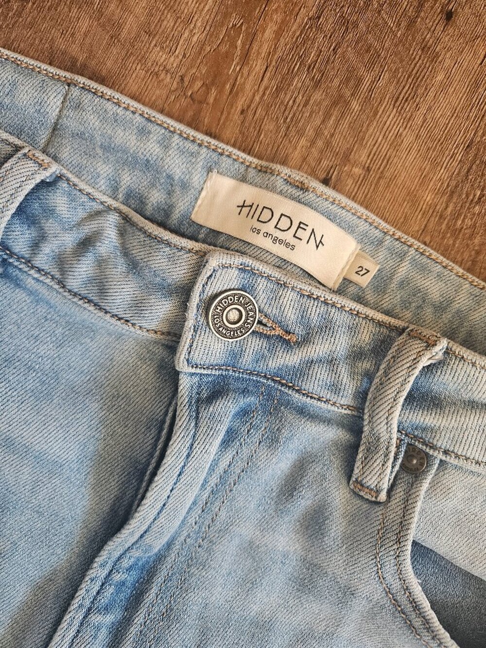 Hidden Jeans Los Angeles Size 27 Light Wash Straight Leg Raw Hem High Rise Denim - Picture 2 of 5